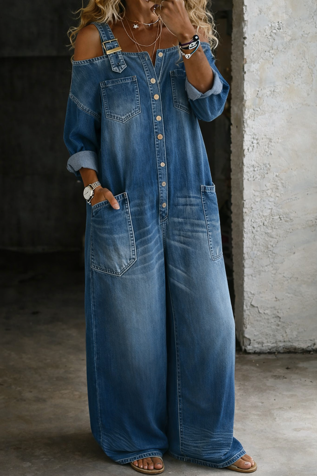 Diana Abito in Jeans Spalle Scoperte
