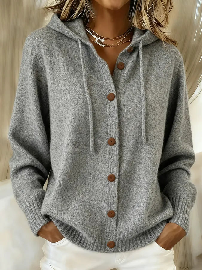 Cardigan Morbido con Cappuccio