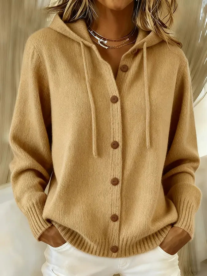 Cardigan Morbido con Cappuccio