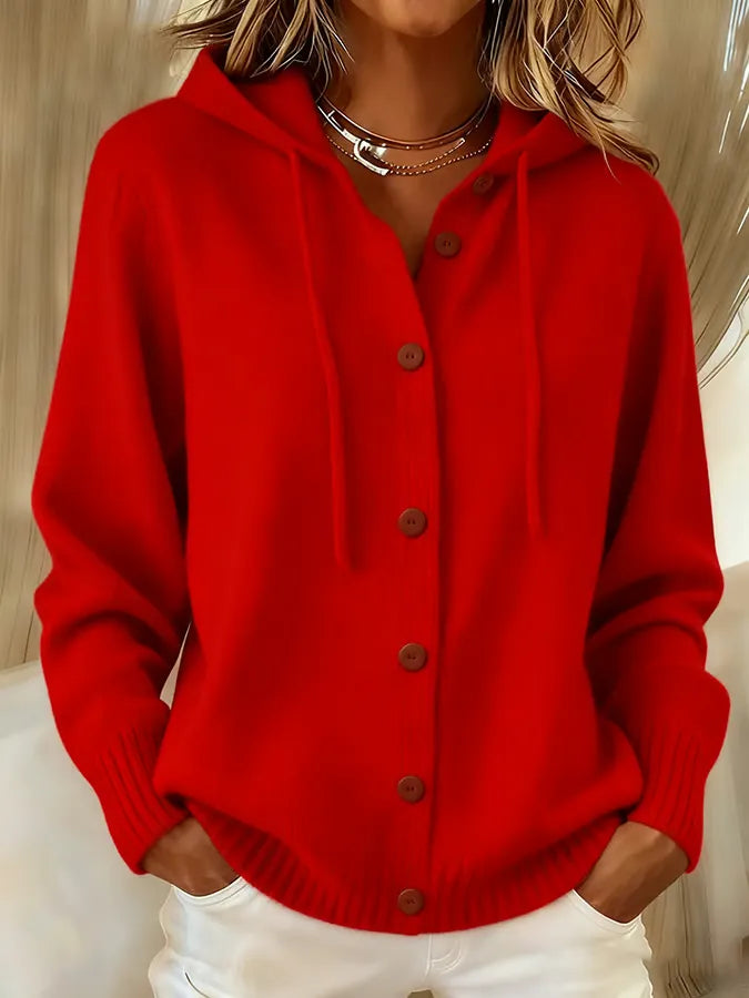 Cardigan Morbido con Cappuccio