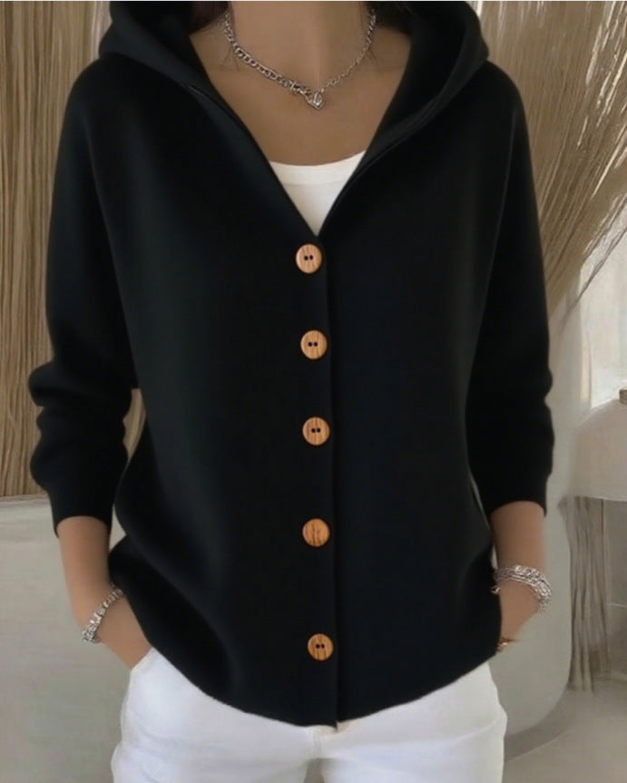 Cardigan in Maglia con Cappuccio