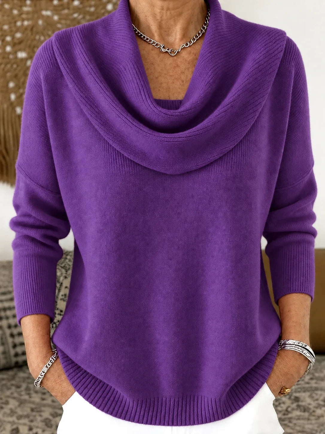Maglione con Collo Drappeggiato