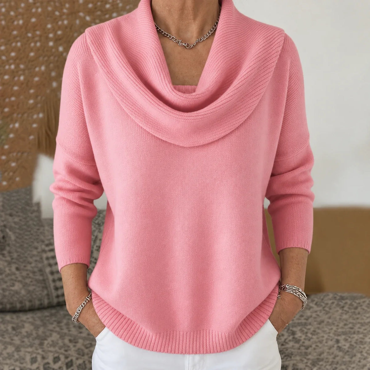 Maglione con Collo Drappeggiato