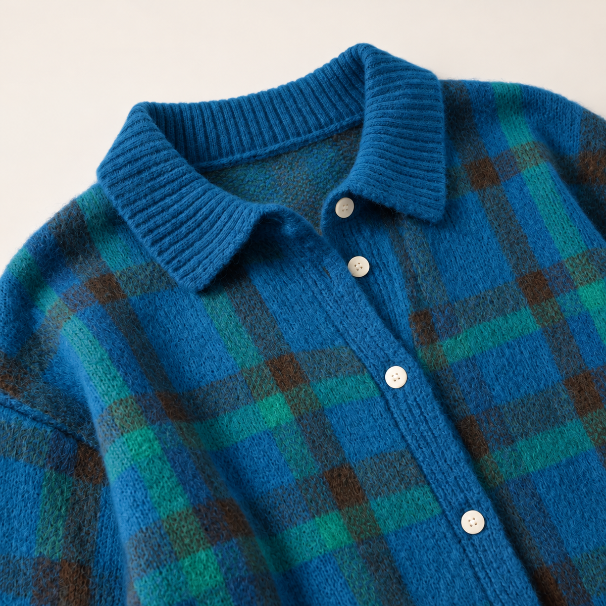 Clara – Cardigan in maglia a quadri blu scuro