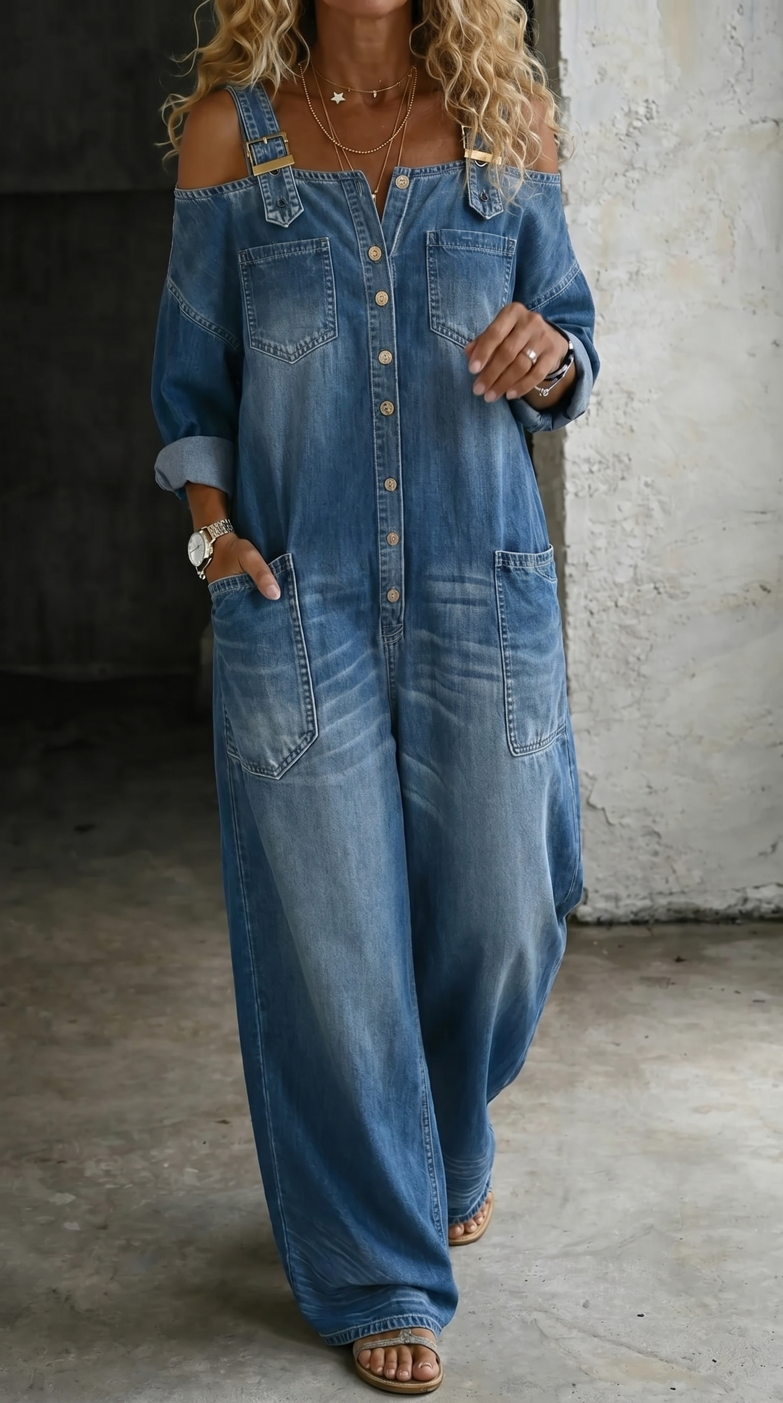 Diana Abito in Jeans Spalle Scoperte