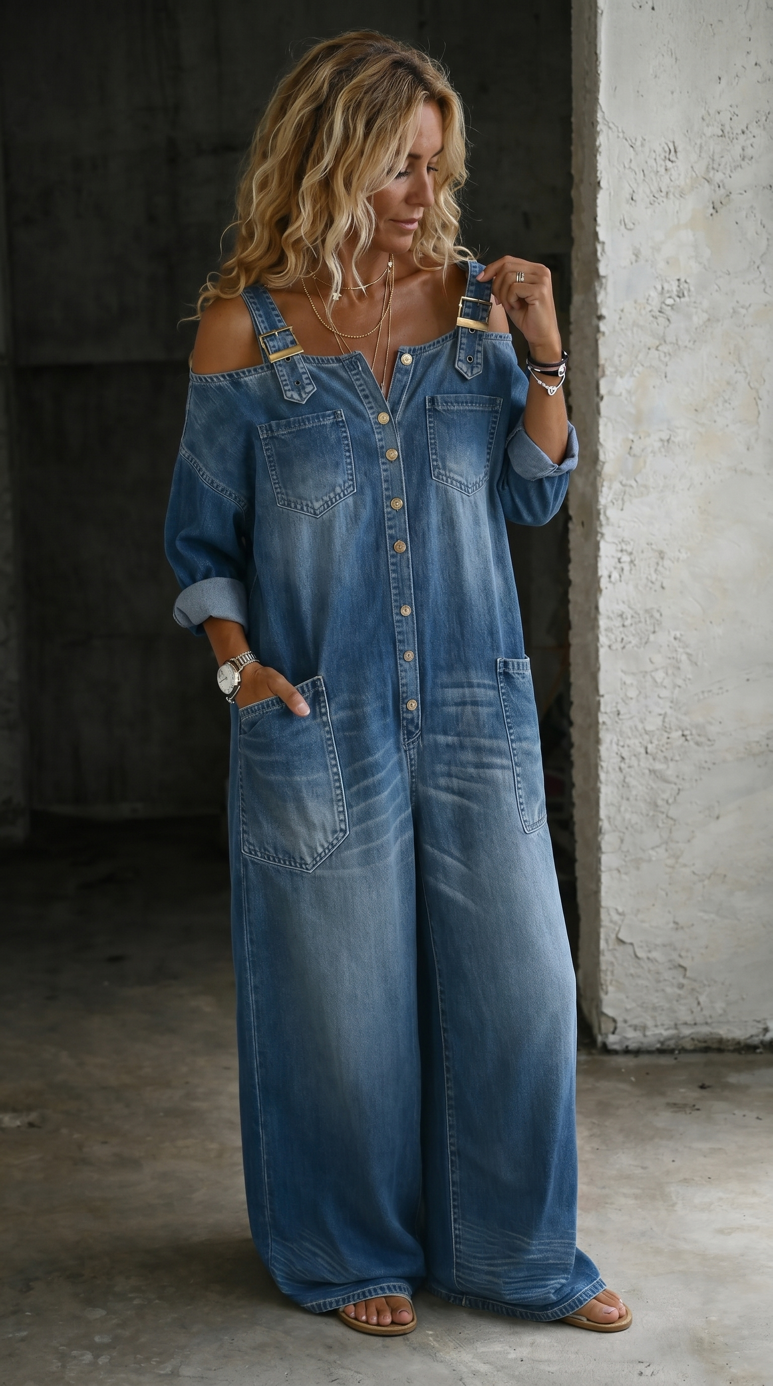 Diana Abito in Jeans Spalle Scoperte