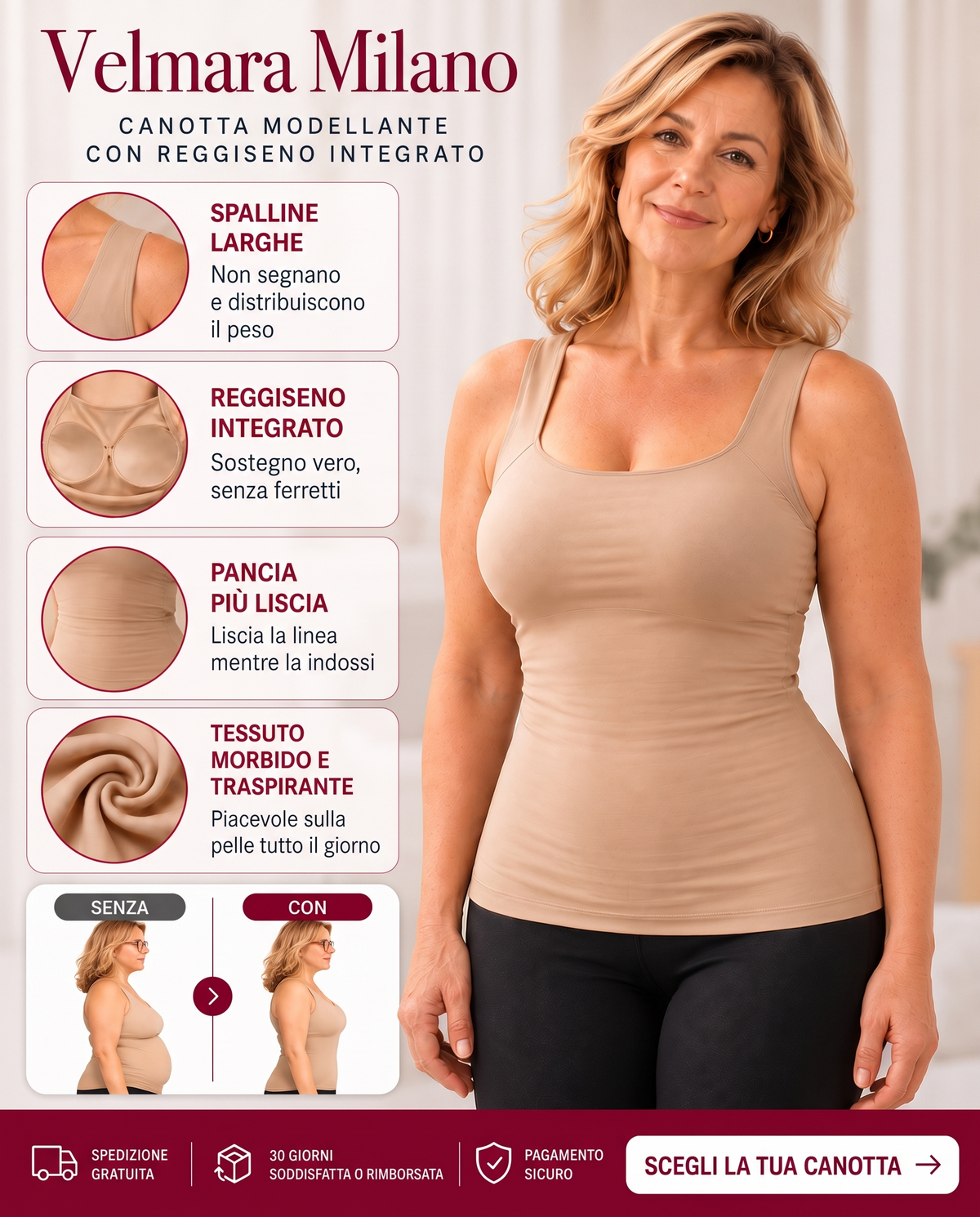 Canotta Modellante con Reggiseno Integrato Velmara®