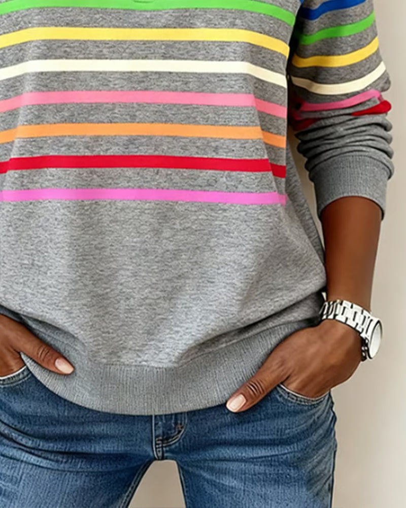 Maglione a Righe Colorate con Zip