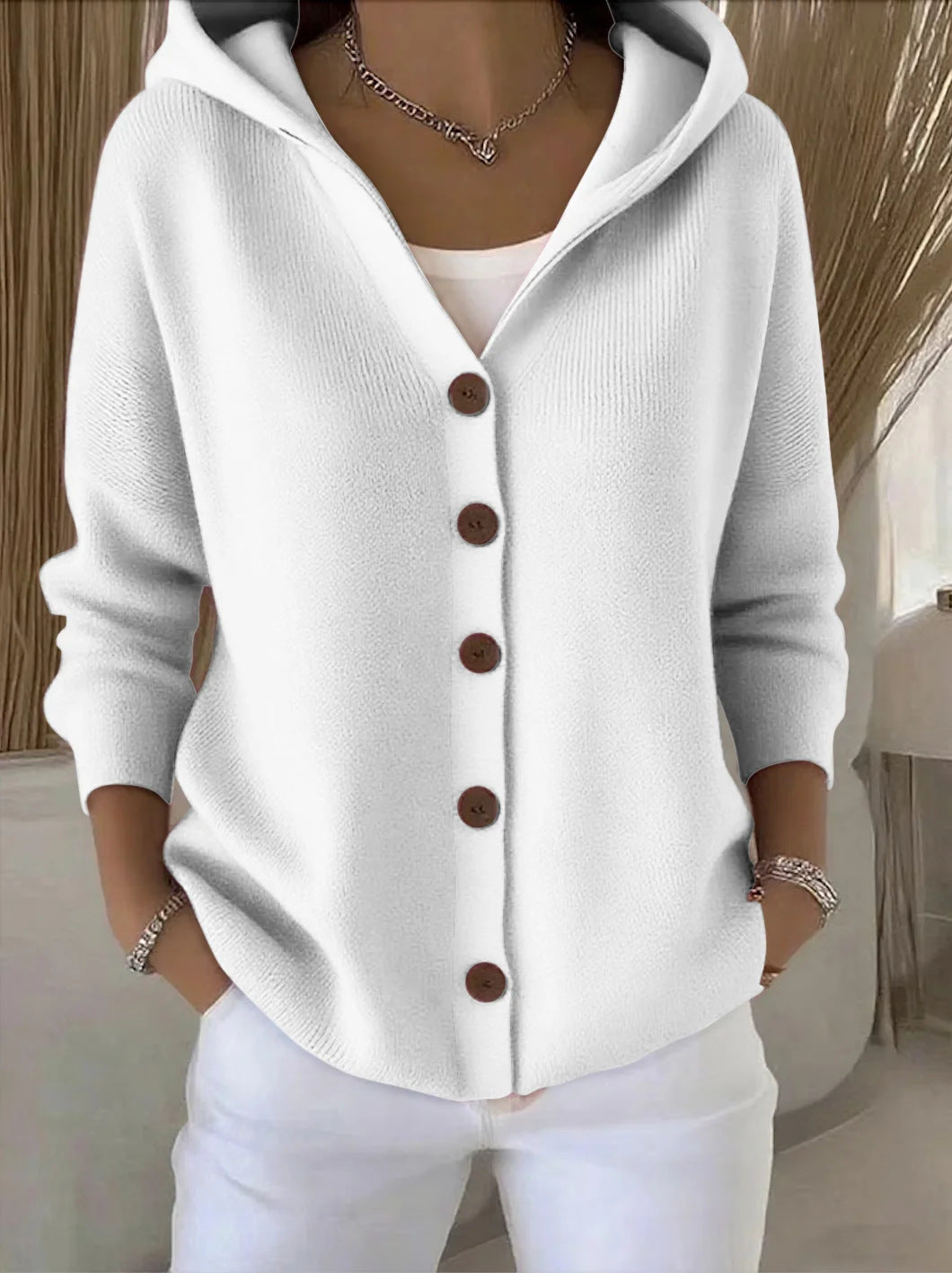 Cardigan in Maglia con Cappuccio