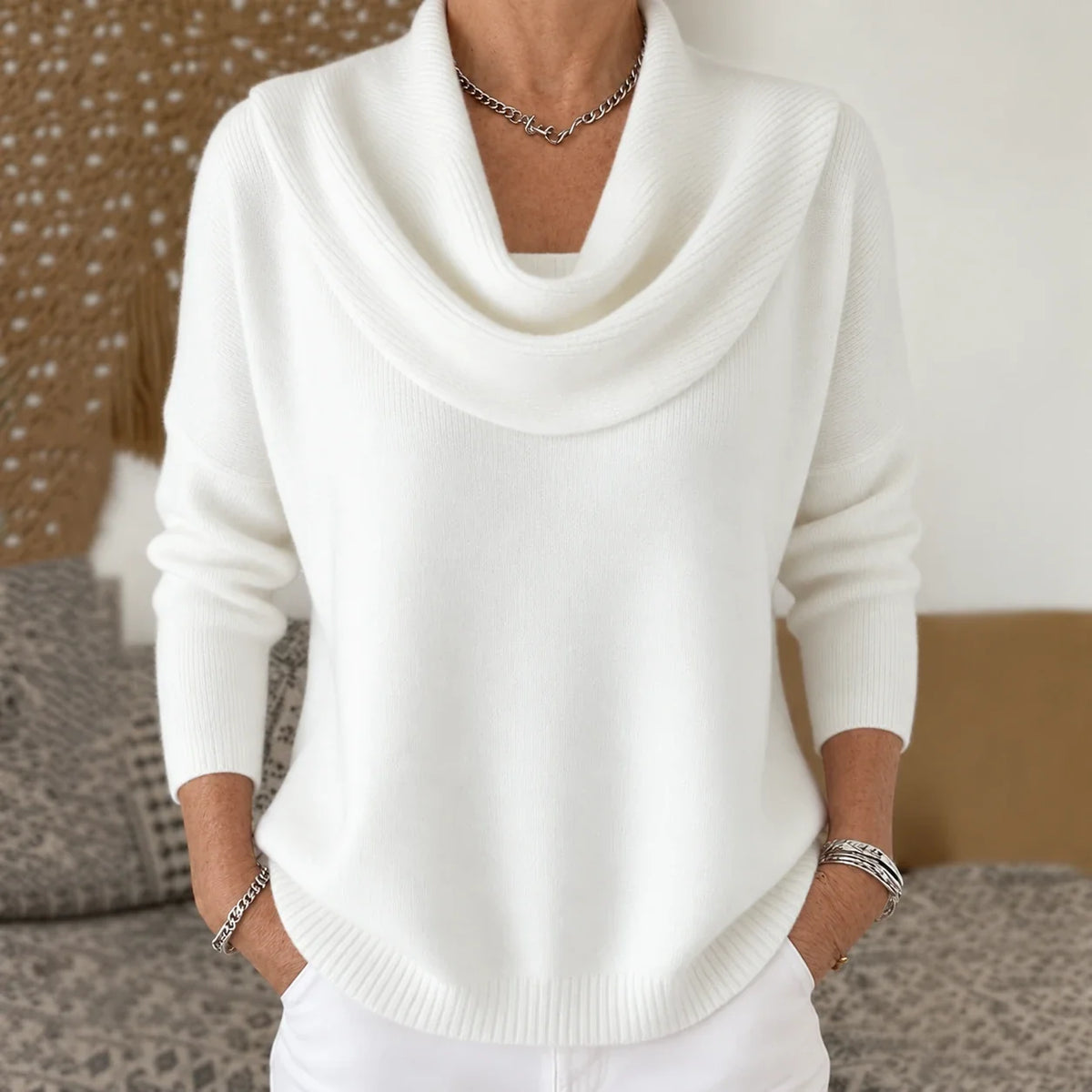 Maglione con Collo Drappeggiato