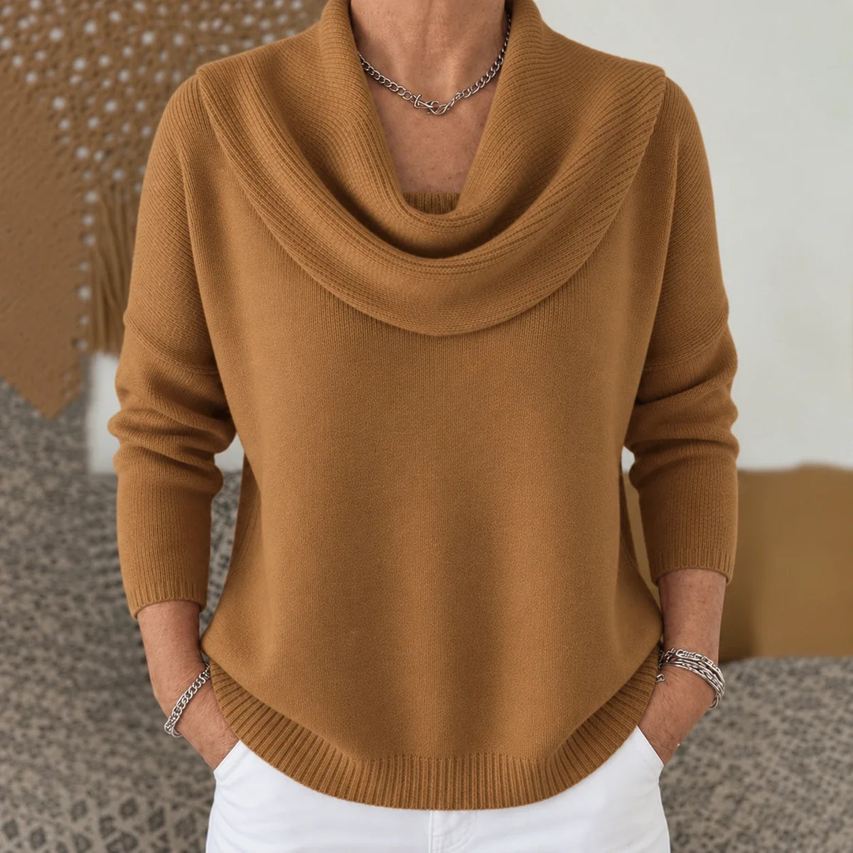 Maglione con Collo Drappeggiato