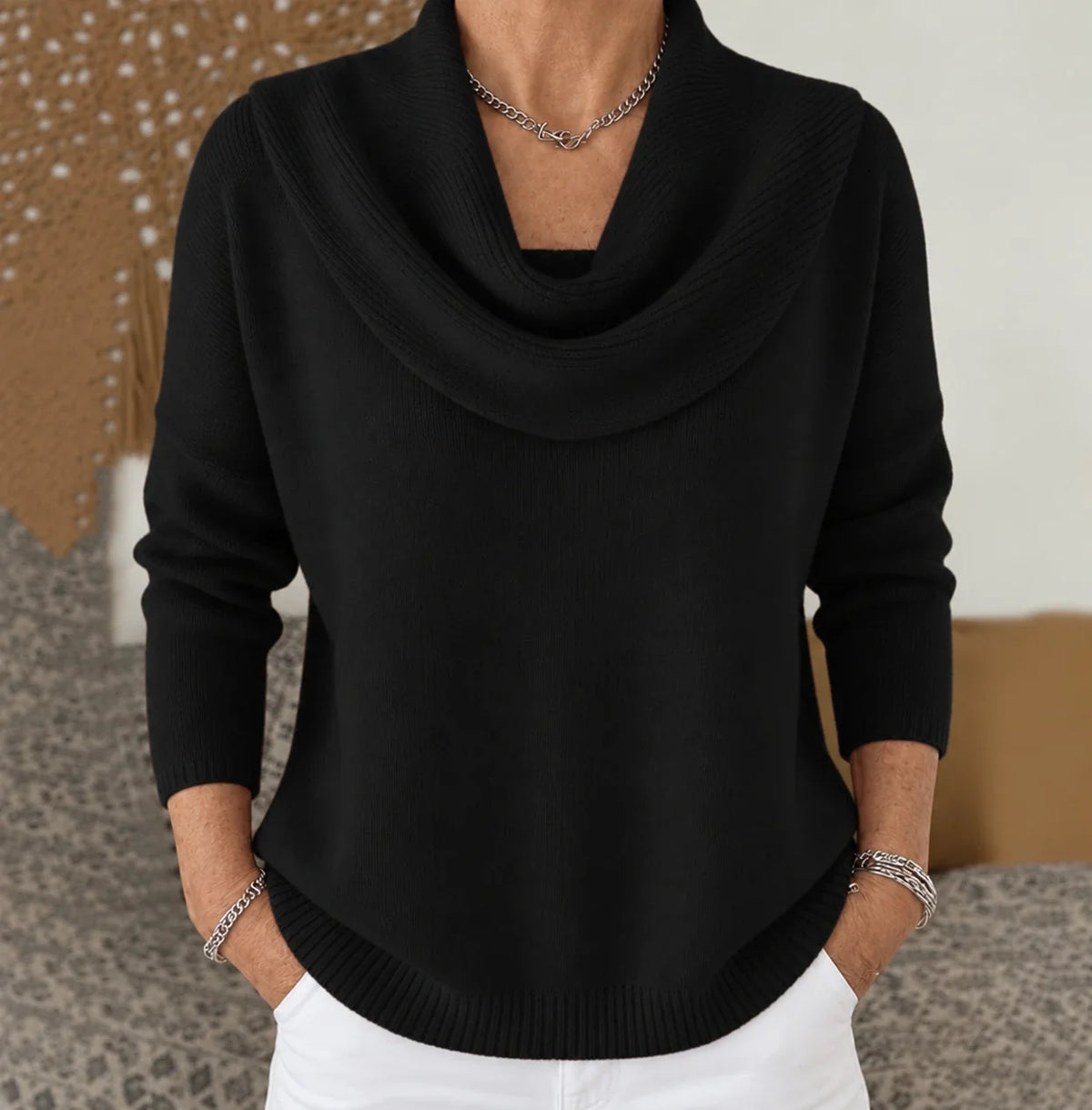 Maglione con Collo Drappeggiato
