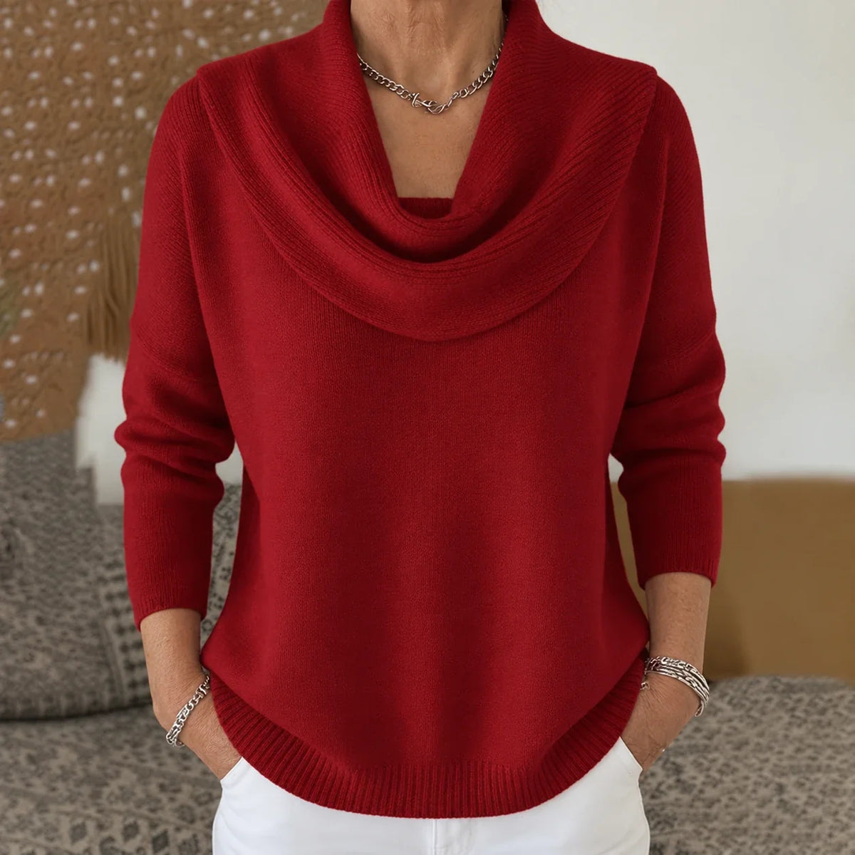Maglione con Collo Drappeggiato
