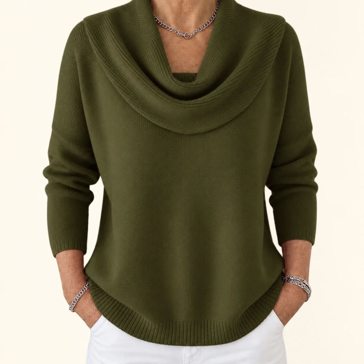 Maglione con Collo Drappeggiato