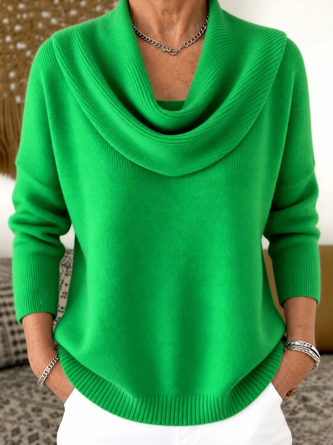Maglione con Collo Drappeggiato