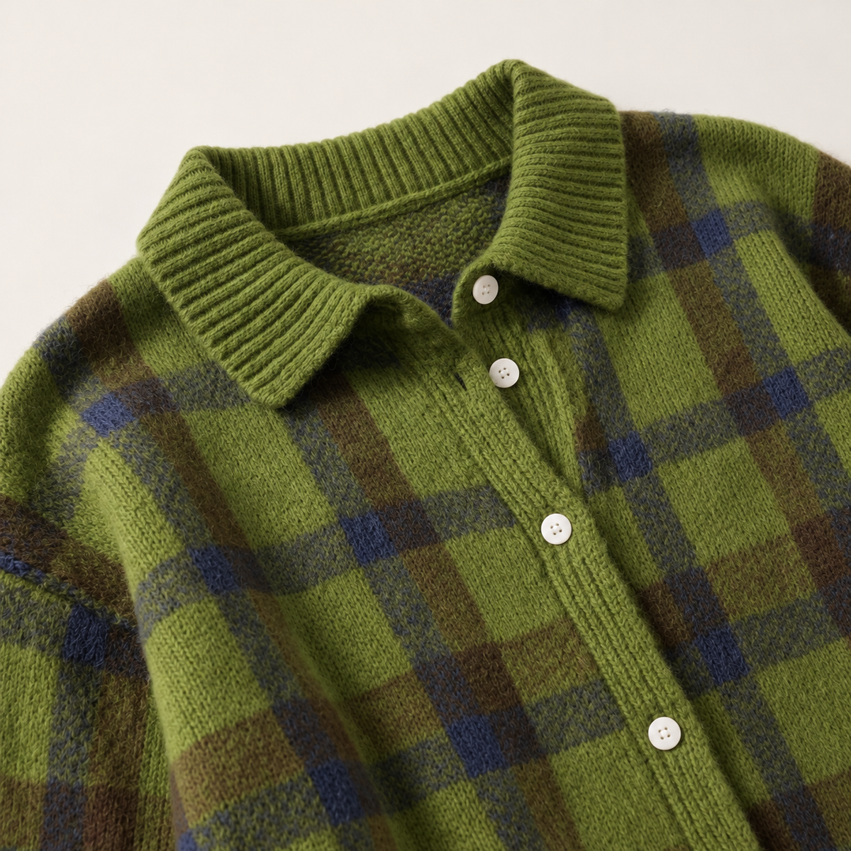 Matilda – Cardigan in maglia a quadri verde scuro