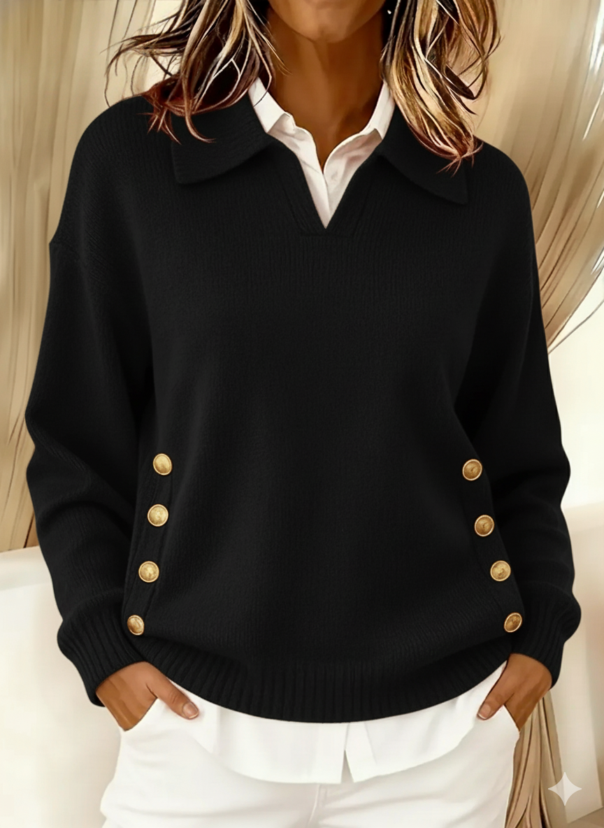 Maglione Elegante con Dettagli Dorati