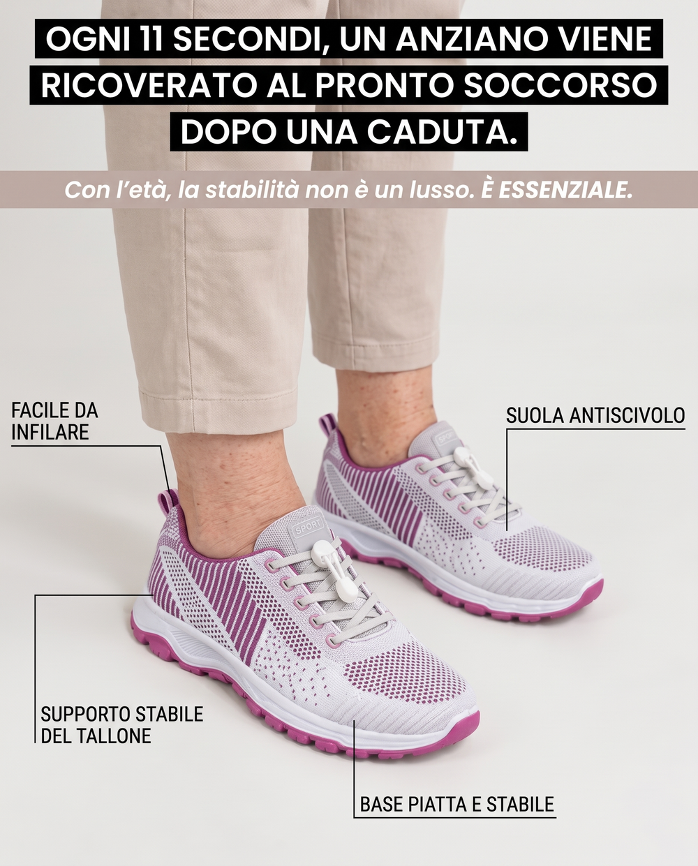 Piedelibero™: facile da infilare, suola antiscivolo, base stabile